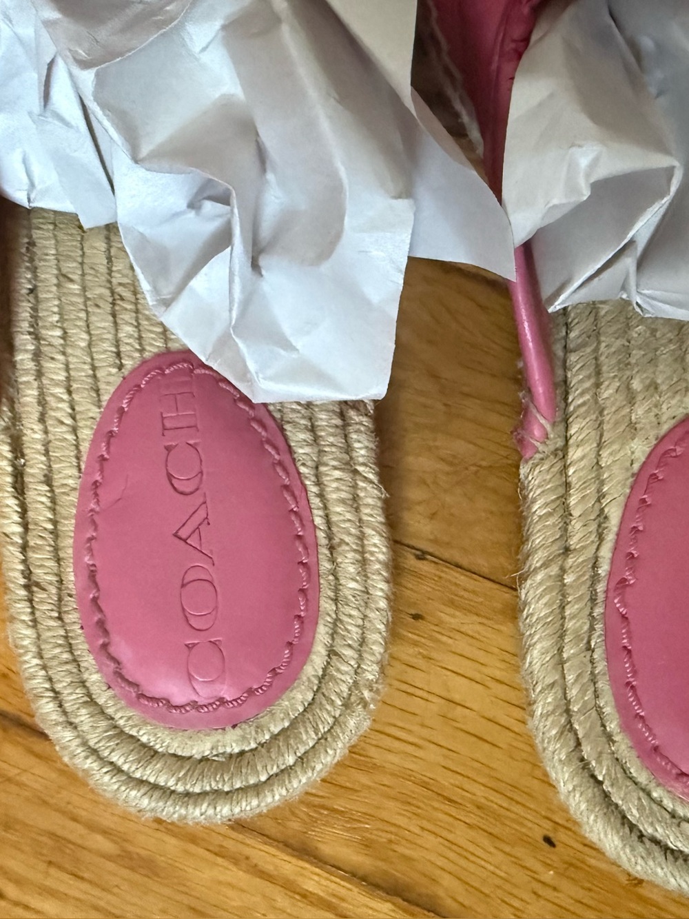 Coach CASSIDY ESPADRILLE (COACH FG3459) Pink Leather Mules with Bow Detail - Picture 5 of 8